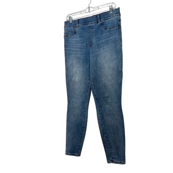 Spanx Pull On Jeans Womens Large Light Wash Vintage High Rise Skinny Stretch - Picture 12 of 14